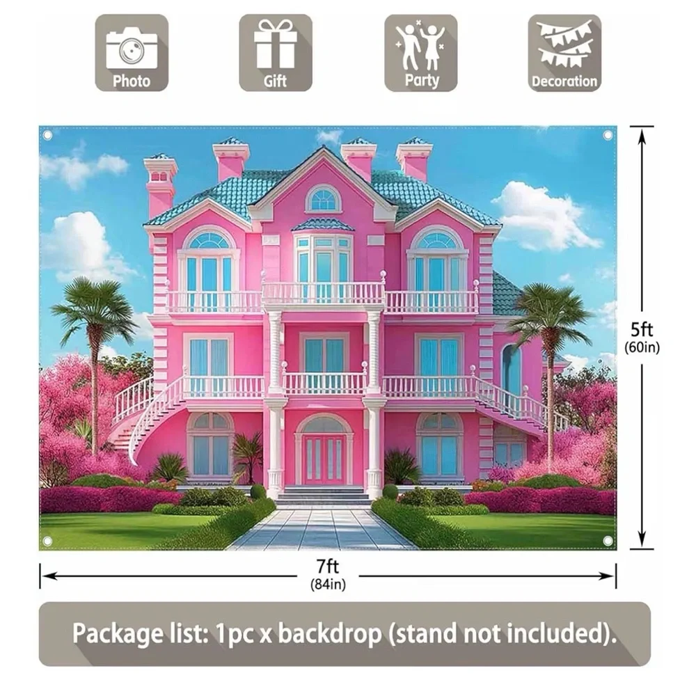 Barbie Dream house photo backdrop birthday background